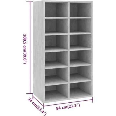 vidaXL Grauer Beton-Laminat Schuhregal - Schuh Organizer fürs Flur vidaXL Grauer Beton-Laminat Schuhregal - Schuh Organizer fürs Flur