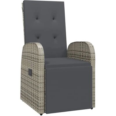 Chaise d'extérieur VidaXL Grise - Siège de jardin inclinable avec coussins Chaise d'extérieur VidaXL Grise - Siège de jardin inclinable avec coussins