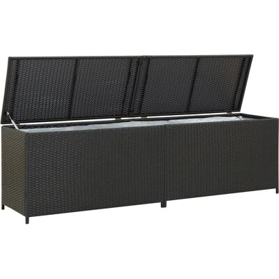 vidaXL Haveopbevaringsboks Poly Rattan Sort 200cm - Haveopbevaringsboks vidaXL Haveopbevaringsboks Poly Rattan Sort 200cm - Haveopbevaringsboks