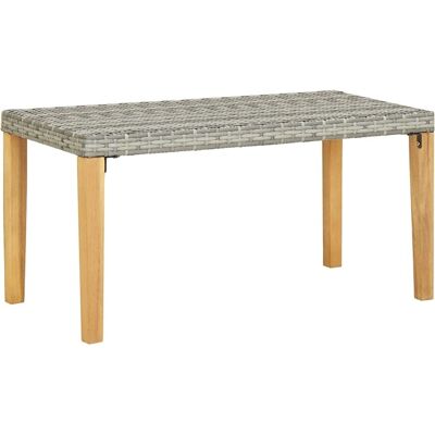 vidaXL Gartentisch 120 cm Grau Poly Rattan und Massives Akazienholz - Gartenbank vidaXL Gartentisch 120 cm Grau Poly Rattan und Massives Akazienholz - Gartenbank