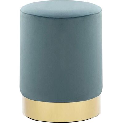 vidaXL Lichtblauw en Goud Velvet Tonel Hocker - Krukje vidaXL Lichtblauw en Goud Velvet Tonel Hocker - Krukje