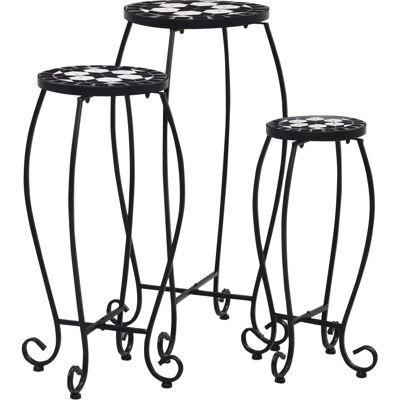 vidaXL Mozaïektafels 3 stuks Zwart en Wit Keramiek - Mozaïek Tafels vidaXL Mozaïektafels 3 stuks Zwart en Wit Keramiek - Mozaïek Tafels