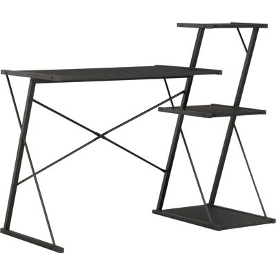vidaXL Moderner Schwarzer Computertisch mit Regal und Stauraum - Schreibtisch vidaXL Moderner Schwarzer Computertisch mit Regal und Stauraum - Schreibtisch