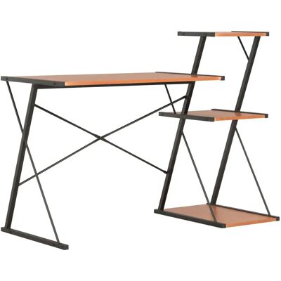 vidaXL Schreibtisch mit Regal Schwarz und Braun - Schreibtisch vidaXL Schreibtisch mit Regal Schwarz und Braun - Schreibtisch