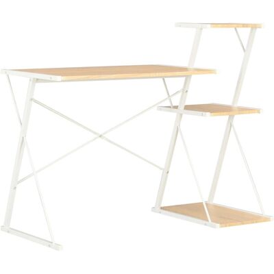 VidaXL 20291 Desk with Shelf White and Oak - Desk VidaXL 20291 Desk with Shelf White and Oak - Desk