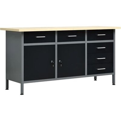 vidaXL Werkbank Schwarz - Stahl 160x60x85 cm vidaXL Werkbank Schwarz - Stahl 160x60x85 cm