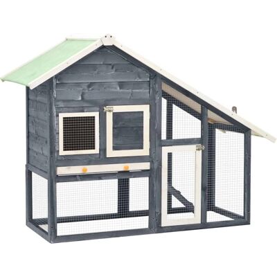 vidaXL Solid Firwood Rabbit Hutch Grey and White - Rabbit Hutch vidaXL Solid Firwood Rabbit Hutch Grey and White - Rabbit Hutch