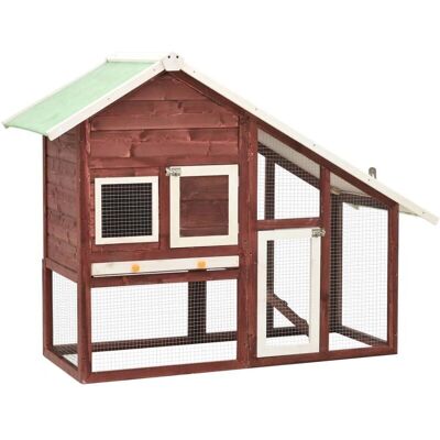 vidaXL Mokka White Wooden Rabbit Hutch - Small Animal Enclosure vidaXL Mokka White Wooden Rabbit Hutch - Small Animal Enclosure