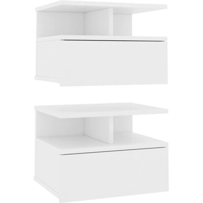 vidaXL Mesitas de Noche Blancas - 2 Piezas Mesitas Flotantes vidaXL Mesitas de Noche Blancas - 2 Piezas Mesitas Flotantes