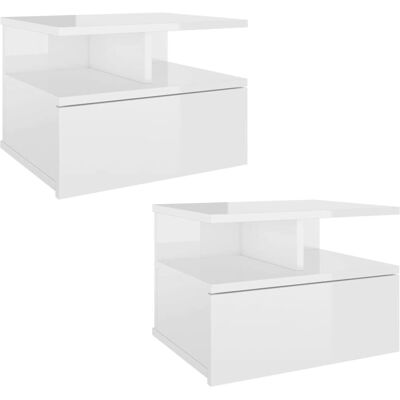 vidaXL Witte Nachtkastjes 2 stuks Wandmontage vidaXL Witte Nachtkastjes 2 stuks Wandmontage