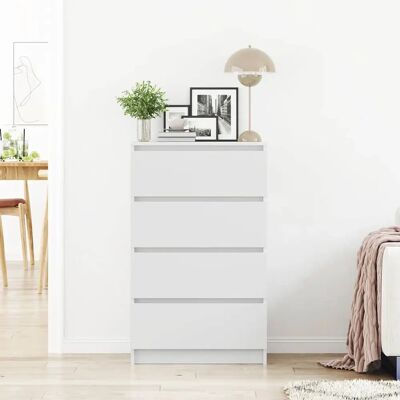 vidaXL Weiße Holzfurnier Sideboard mit 4 Schubladen - Aufbewahrungsmöbel vidaXL Weiße Holzfurnier Sideboard mit 4 Schubladen - Aufbewahrungsmöbel