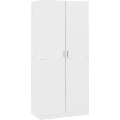 vidaXL 800630 Witte Garderobekast - Kledingkast met planken vidaXL 800630 Witte Garderobekast - Kledingkast met planken