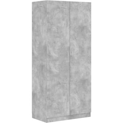 vidaXL Grijze Beton Kast - Kledingkast van houtvezel vidaXL Grijze Beton Kast - Kledingkast van houtvezel