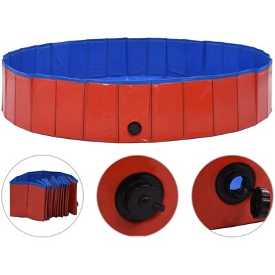 vidaXL Opvouwbare Hondenzwembad Rood 160x30cm PVC Anti-Slip - Zwembad voor Honden vidaXL Opvouwbare Hondenzwembad Rood 160x30cm PVC Anti-Slip - Zwembad voor Honden
