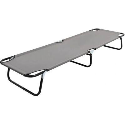 vidaXL Stalowy składany leżak 190 cm - szary (47757) vidaXL Stalowy składany leżak 190 cm - szary (47757)