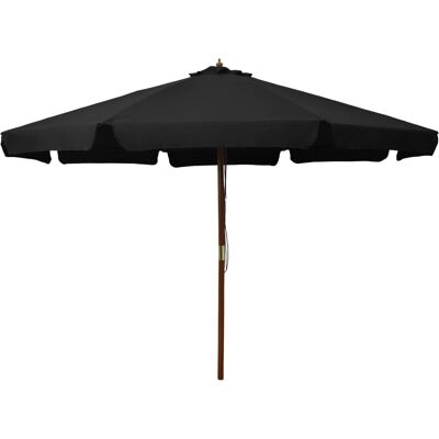 vidaXL Gartenschirm mit Holzpfeiler - 330 cm Schwarz vidaXL Gartenschirm mit Holzpfeiler - 330 cm Schwarz