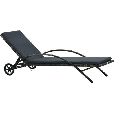 vidaXL Leżak słoneczny z poduszką i kółkami Poly Rattan Antracyt - Leżak vidaXL Leżak słoneczny z poduszką i kółkami Poly Rattan Antracyt - Leżak