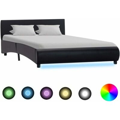 vidaXL Bettrahmen mit LED Schwarz Kunstleder 120 x 200 cm - Bettrahmen vidaXL Bettrahmen mit LED Schwarz Kunstleder 120 x 200 cm - Bettrahmen