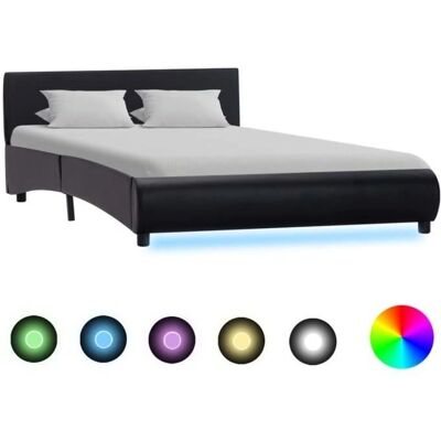 vidaXL Bettgestell mit LED - Schwarz - 140x200cm - Bettgestell vidaXL Bettgestell mit LED - Schwarz - 140x200cm - Bettgestell
