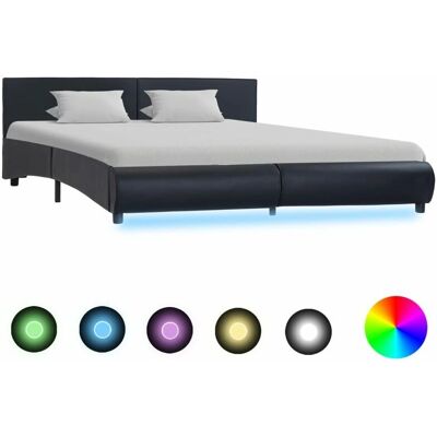 vidaXL Bettrahmen mit LED Schwarz Kunstleder 160x200cm - Bettgestell vidaXL Bettrahmen mit LED Schwarz Kunstleder 160x200cm - Bettgestell