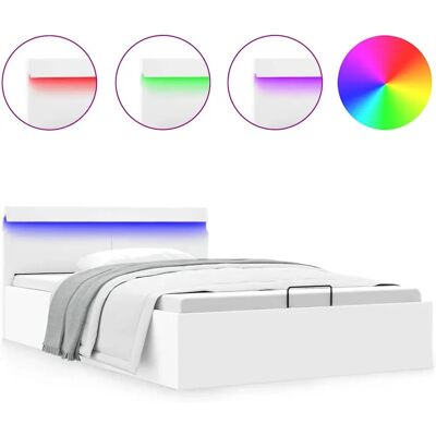 vidaXL Bett Mit LED Stauraum - Modern, Hydraulisch, Weiß vidaXL Bett Mit LED Stauraum - Modern, Hydraulisch, Weiß