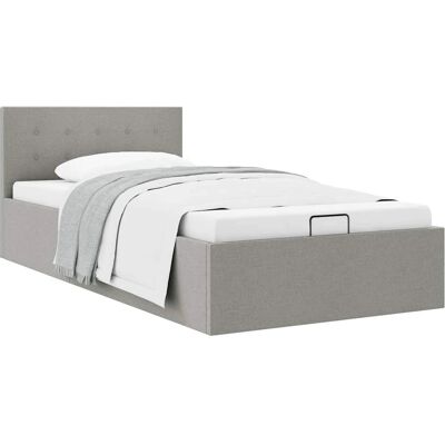 Cadre de Lit VidaXL - Rangement Hydraulique - 90x200cm - Gris Clair - Publicité Cadre de Lit VidaXL - Rangement Hydraulique - 90x200cm - Gris Clair - Publicité