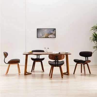 vidaXL Gebogene Holz- und Stoffesszimmerstühle - 4 Stück vidaXL Gebogene Holz- und Stoffesszimmerstühle - 4 Stück