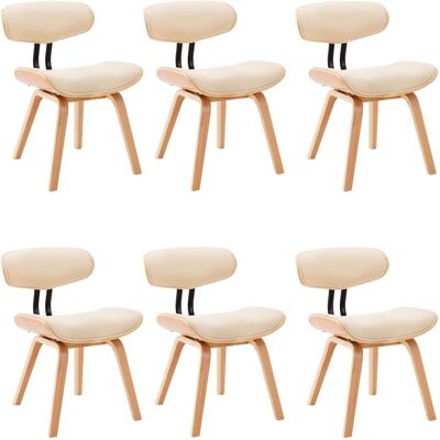 vidaXL 6 Stück Creme Gebogenes Holz & Kunstleder Esszimmerstühle vidaXL 6 Stück Creme Gebogenes Holz & Kunstleder Esszimmerstühle