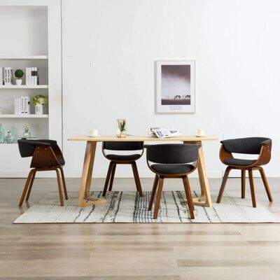 MAISONCHIC Esszimmerstuhl-Set - Gebogener Holz & Stoff - 4 Stk MAISONCHIC Esszimmerstuhl-Set - Gebogener Holz & Stoff - 4 Stk
