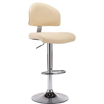 VidaXL Höhenverstellbarer Barhocker - Kunstleder, Stahl, Creme VidaXL Höhenverstellbarer Barhocker - Kunstleder, Stahl, Creme
