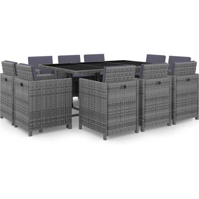 MAISONCHIC Set da Pranzo per Giardino - Grigio, Resistente alle Intemperie, 11 Pezzi MAISONCHIC Set da Pranzo per Giardino - Grigio, Resistente alle Intemperie, 11 Pezzi