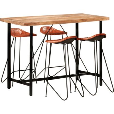 vidaXL 5-teiliges Bar-Set - Sheesham-Holz & Echtes Leder vidaXL 5-teiliges Bar-Set - Sheesham-Holz & Echtes Leder