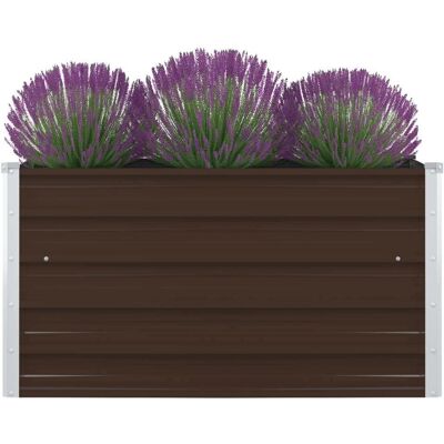 vidaXL Letto da Giardino Rialzato - Acciaio Zincato Marrone - 100x100x45cm vidaXL Letto da Giardino Rialzato - Acciaio Zincato Marrone - 100x100x45cm