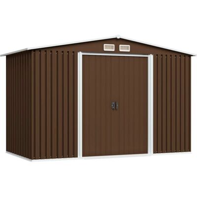 vidaXL Gartenlagerhaus Braun 257x205x178cm Stahl Outdoor Werkzeughaus - Gartenschuppen vidaXL Gartenlagerhaus Braun 257x205x178cm Stahl Outdoor Werkzeughaus - Gartenschuppen