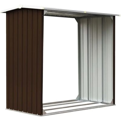 vidaXL Cobertizo de almacenamiento de madera Acero galvanizado Marrón - Almacenamiento vidaXL Cobertizo de almacenamiento de madera Acero galvanizado Marrón - Almacenamiento