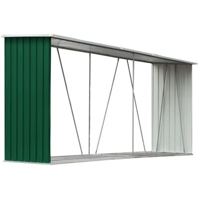 vidaXL Abri de stockage de bois - Acier galvanisé - Vert - Abri de jardin - Publicité vidaXL Abri de stockage de bois - Acier galvanisé - Vert - Abri de jardin - Publicité
