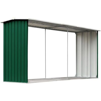 vidaXL Cobertizo de almacenamiento de leña de jardín Acero galvanizado Verde vidaXL Cobertizo de almacenamiento de leña de jardín Acero galvanizado Verde