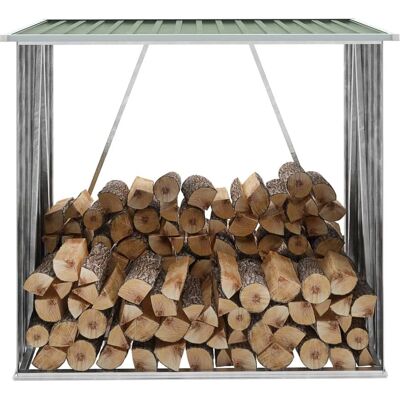 vidaXL Garten Holzlagerhaus - Verzinkter Stahl - 163x83x154 cm - Grün vidaXL Garten Holzlagerhaus - Verzinkter Stahl - 163x83x154 cm - Grün
