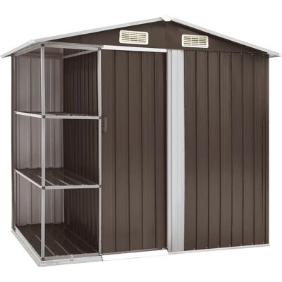 vidaXL Gartenhaus mit Rack Braun 205x130x183 cm Eisen - Gartenhaus vidaXL Gartenhaus mit Rack Braun 205x130x183 cm Eisen - Gartenhaus