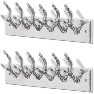 vidaXL 2x Ganchos de armario Plateados de aluminio Perchero - Perchero de ropa vidaXL 2x Ganchos de armario Plateados de aluminio Perchero - Perchero de ropa