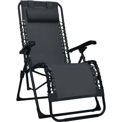 vidaXL Klappbarer Liegestuhl Schwarz Textilene - Deck Chair vidaXL Klappbarer Liegestuhl Schwarz Textilene - Deck Chair
