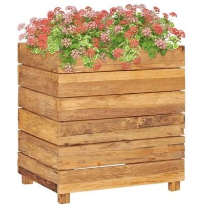 vidaXL Lit Élevé 50x40x55 cm Bois de Teck Recyclé Acier Marron - Lit Élevé vidaXL Lit Élevé 50x40x55 cm Bois de Teck Recyclé Acier Marron - Lit Élevé