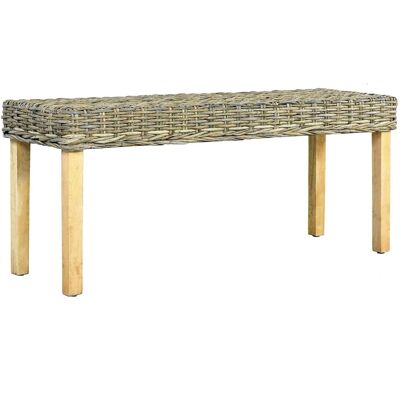 vidaXL Bank 110 cm Natur Kubu Rattan und Massives Mangoholz - Bank vidaXL Bank 110 cm Natur Kubu Rattan und Massives Mangoholz - Bank