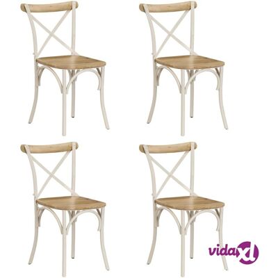 vidaXL 4x Solide Mangoholz Kreuzstühle Stahlrahmen Weiß Offene Kreuzrücken - Stühle vidaXL 4x Solide Mangoholz Kreuzstühle Stahlrahmen Weiß Offene Kreuzrücken - Stühle