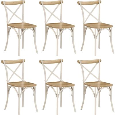 vidaXL 6x Massief Mango Houten Kruisstoelen Stalen Frame Wit - Eetkamerstoel vidaXL 6x Massief Mango Houten Kruisstoelen Stalen Frame Wit - Eetkamerstoel