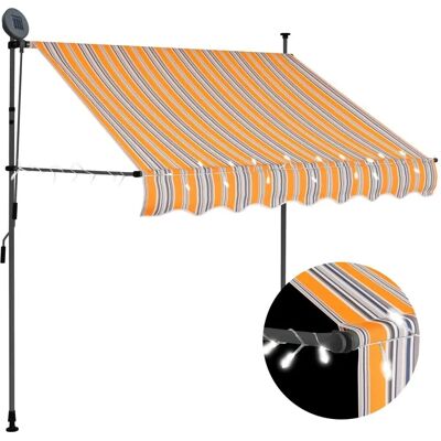 Tenda retrattile manuale con LED vidaXL - 100 cm Giallo e Blu Tenda retrattile manuale con LED vidaXL - 100 cm Giallo e Blu