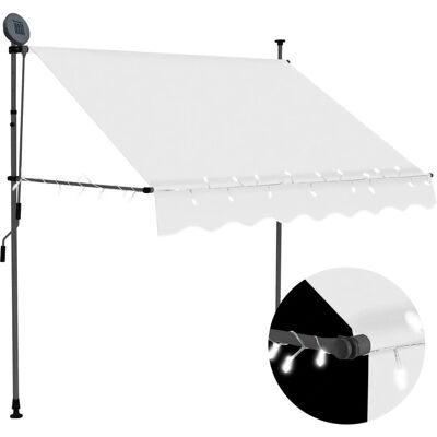 vidaXL Manuell retractable awning - LED - 150 cm - Creme vidaXL Manuell retractable awning - LED - 150 cm - Creme