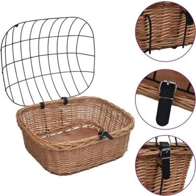 vidaXL Fahrradkorb vorne mit Deckel 50x45x35 cm Natur Weide - Fahrradkorb vidaXL Fahrradkorb vorne mit Deckel 50x45x35 cm Natur Weide - Fahrradkorb