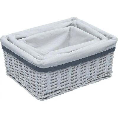 vidaXL 3-delige Mandenset Wit Wilg - Basket Set vidaXL 3-delige Mandenset Wit Wilg - Basket Set