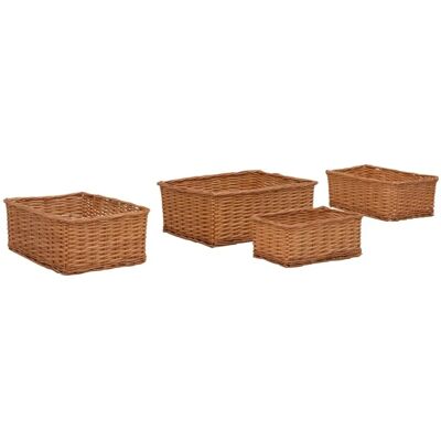 vidaXL 4 Stück Korb-Set - Braun Weidengeflecht - 56,5 x 41 x 21,5 cm - Korb-Set vidaXL 4 Stück Korb-Set - Braun Weidengeflecht - 56,5 x 41 x 21,5 cm - Korb-Set